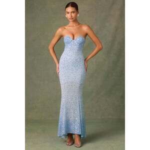 Oh Polly Embellished Sweetheart-Neck Fishtail Gown in Sky Blue 4 / Regular Cup